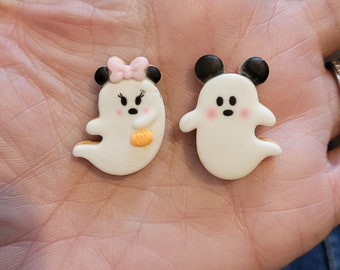 Cabochon in resina flatback di Topolino e Minnie fantasma di Halloween / fai da te
