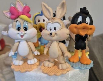 Adornos para tarta de Baby Toons hechos a mano: recuerdo de porcelana fría no tóxica
