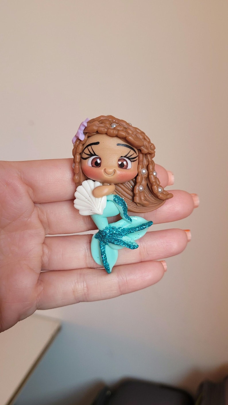 little mermaid flatback clay doll
