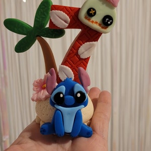 Stitch Birthday Candle | Cake Tooper | Inedible | Plastic Free | Non-toxic Cold Porcelain | Handmade | Doesn&#39;t Melt |  OOAK Keepsake