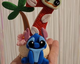 Stitch Birthday Number Candle | Handmade Cold Porcelain Cake Topper