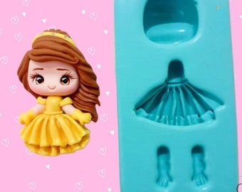 Exclusive princes dress Silicone Mould - Clay Dolls - Clay doll Mold - Cold Porcelain - Polymer Clay