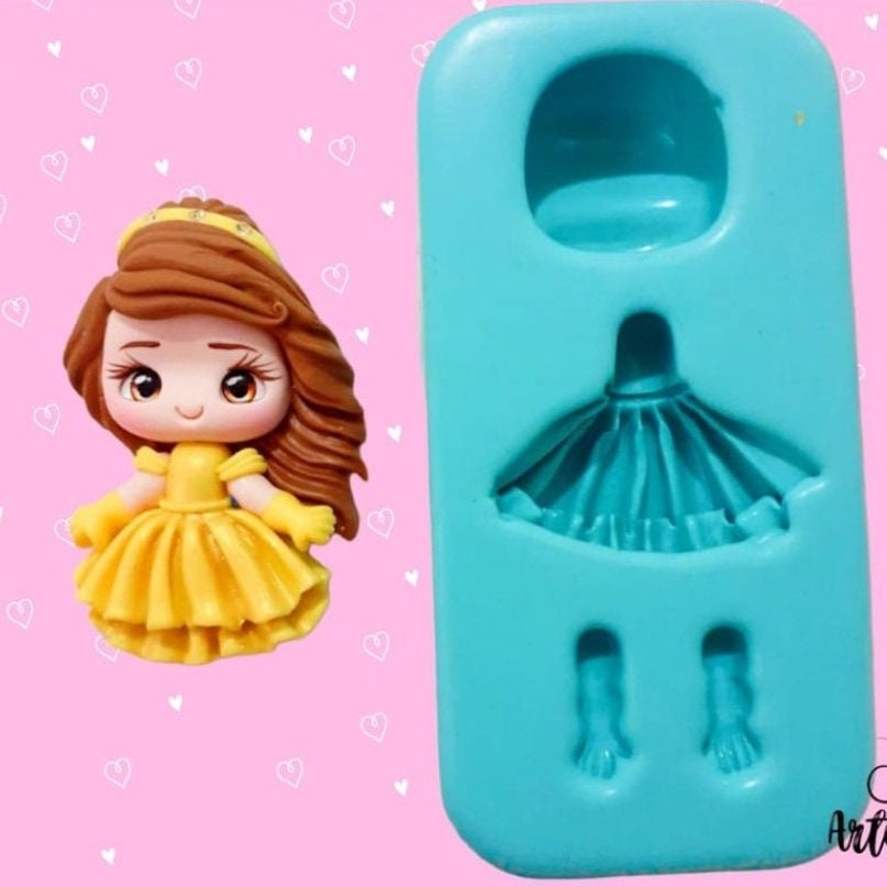 Prinzessin Kleid Silikonform - Tonpuppen - Tonpuppenform - Kaltporzellan - Polymer Clay - Prinzessin Kleid