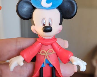 Handmade Cold Porcelain Mickey Sorcerer Cake Topper | Keepsake Decoration