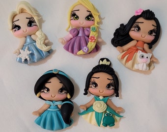 Clays for bows | Princesses Hair Bow | Clay Dolls Flatback Cabochon | DIY | Embelishment | bow centers | hairbows centerpiece | Handmade