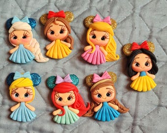 Handmade Princess Clay Dolls: Flatback Cabochons for Hair Bows