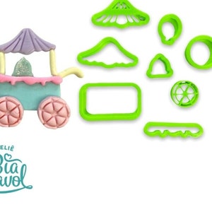 7 circus fondant uitstekers set - doe-het-zelf circustaartdecoratie - cupcake decoratie