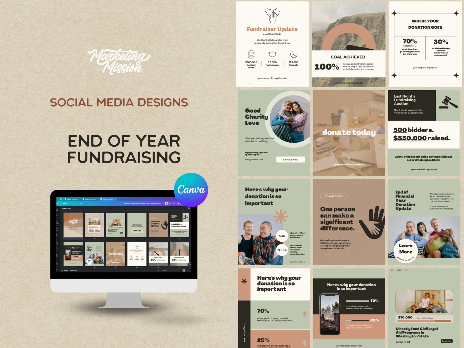 End-of-year Fundraising Canva Marketing Templates - Etsy