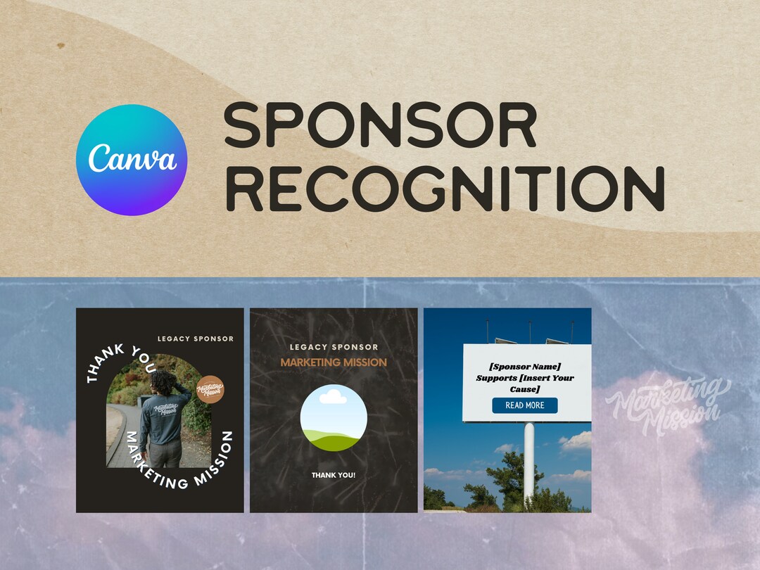Canva Templates for Nonprofits for Sponsor Recognition Etsy