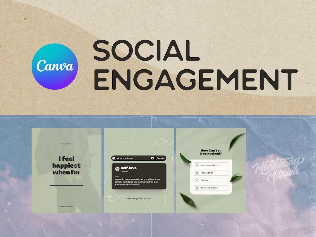 Social Engagement Canva Marketing Templates for Nonprofits Etsy