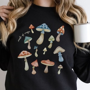 Magic mushroom nature lover sweatshirt mushroom floral nature sweater mushroom fungus sweat shirt mushroom gift Cottagecore gift Goblincore