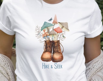 Mushroom hunting hiking shirt for nature lovers gift, magic mushroom gardening t shirt, fungus shirt for mushroom lover gift, hiker tee gift