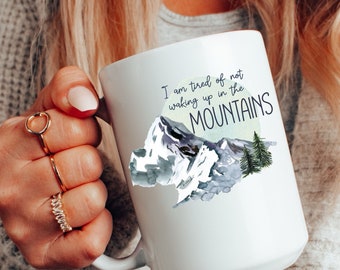 Boho mountain mug for nature lover gift hiking mountain vacation Large coffee mug aesthetic mountains camping mug hiker gift for camper gift