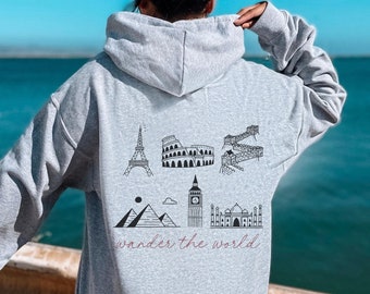 World traveler hooded sweatshirt for travel lovers gift for woman traveler Airplane travel hoodie for flight attendant or travel agent gift