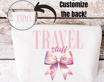 Airplane essentials pouch for travel packing and luggage organizer Travel gift for flight attendant Travel agent gift Coquette toiletry bag