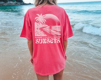 Coconut Girl Sunset Oversized t-shirt Comfort Colors summer vacation beach shirt Salty Mermaidcore tee for surfer Summer vibes surf tee