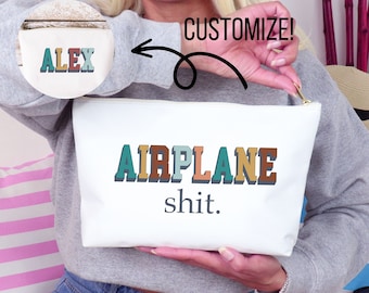 Airplane essentials pouch for travel packing and luggage organizer Travel gift for flight attendant Travel agent gift Traveler toiletry bag