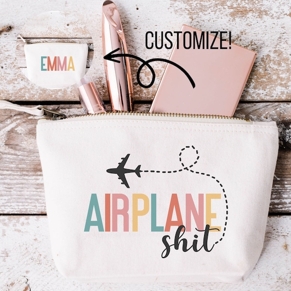 Airplane essentials pouch for travel packing and luggage organizer Travel gift for flight attendant Travel agent gift Traveler toiletry bag