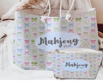Personalized Mahjong bag for tiles, mats, and pushers Custom Mahjong tote Gift for Mahjong player Personalized Mahjong travel bag