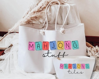 Bolsa de Mahjong personalizada para fichas, tapetes y empujadores. Bolsa de Mahjong personalizada. Regalo para jugador de Mahjong. Bolsa de viaje de Mahjong personalizada.