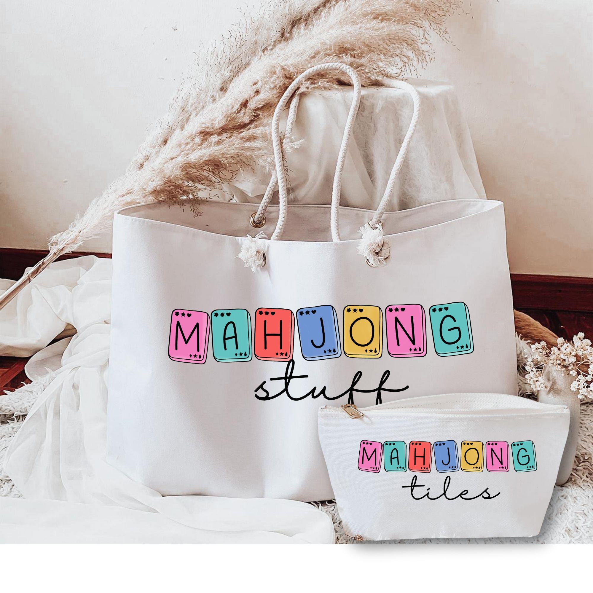 Borsa In PU Trapuntato Per Mah Jong – Colore Viola/Rosa – Con Tasca Cerniera – C&H Solutions