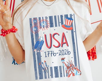 USA 250th Anniversary Shirt for 4th July Tee Custom Independence Day Shirts for Family Matching shirts