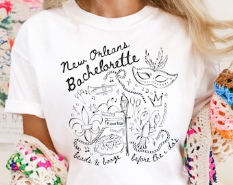 Camiseta de despedida de soltera de Nueva Orleans para despedida de soltera de Nueva Orleans. Camiseta de Nola para grupos de Nueva Orleans. Despedida de soltera coqueta en Nueva Orleans.