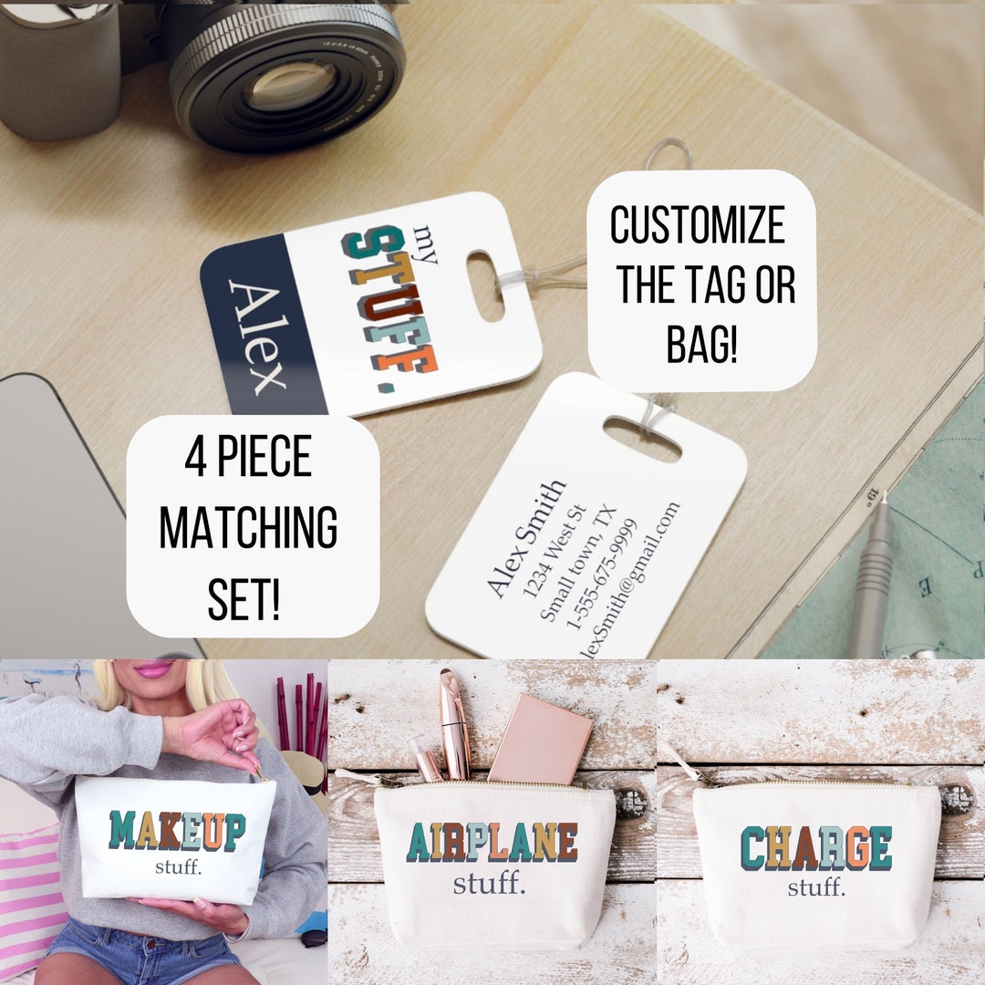 4 Piece Travel Accessory Set Makeup Bag Airplane Essentials Bag Charger