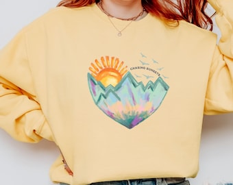 Hiking Mountain Granola Girl Comfort Colors SweatShirt Adventure Outdoors Camping sweater Mountain Lover sweat shirt Sunset Mountain shirt