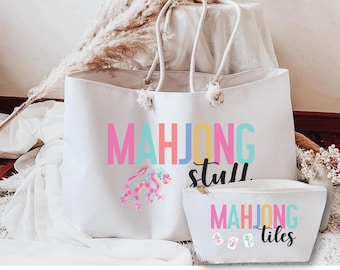 Personalized Mahjong bag for tiles, mats, and pushers Custom Mahjong tote Gift for Mahjong player Personalized Mahjong travel bag