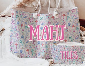 Personalized Mahjong bag for tiles, mats, and pushers Custom Mahjong tote Gift for Mahjong player Personalized Mahjong travel bag