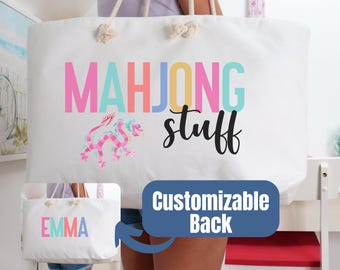 Personalized Mahjong bag for tiles, mats, and pushers Custom Mahjong tote Gift for Mahjong player Personalized Mahjong travel bag