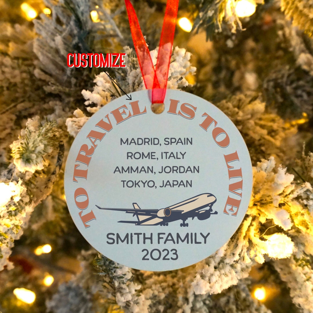 Personalized Travel Christmas Ornament Custom Yearly Adventures Gift