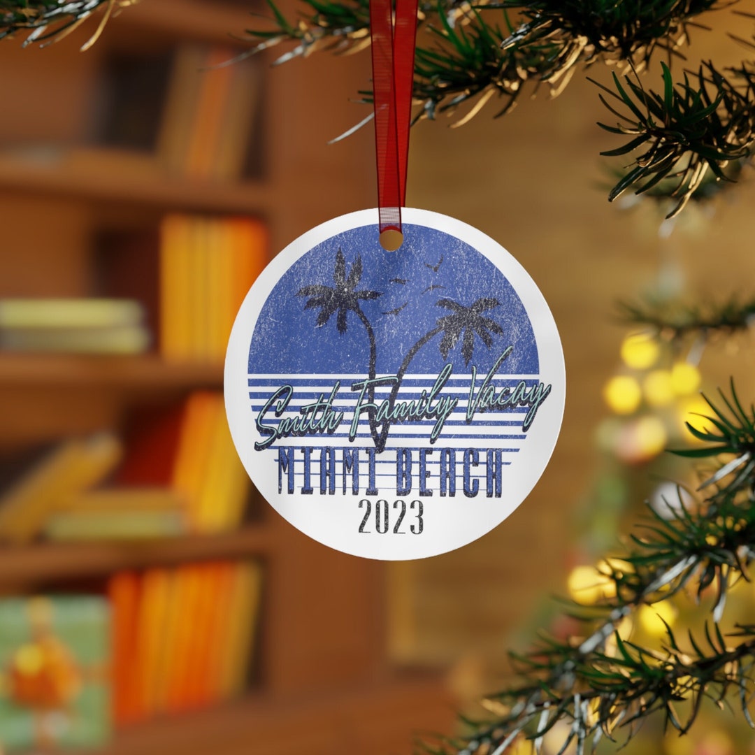 Personalized Travel Christmas Ornament Couples Beach Honeymoon Keepsake
