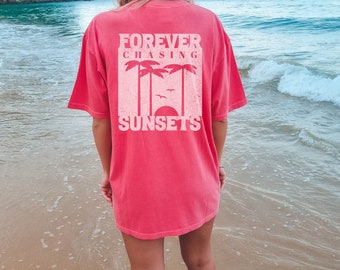Coconut Girl Sunset Oversized t-shirt Comfort Colors summer vacation beach shirt Salty Mermaidcore tee for surfer Summer vibes surf tee