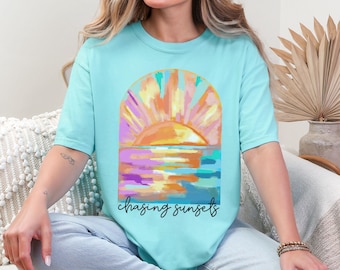 Coconut Girl Sunset Oversized t-shirt Comfort Colors summer vacation beach shirt Salty Fisherman aesthetic for surfer Summer vibes surf tee