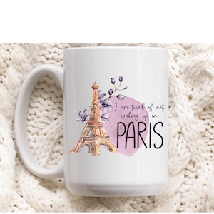 Boho Paris large coffee mug with Eiffel Tower for coffee lovers gift Floral mug for Paris gifts Paris France coffee cup gift coffee and tea