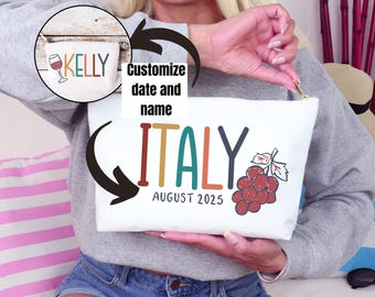 Italy zipper pouch Travel Italy bag Coquette Italy bag Tuscany wine Italian vacation travel bag Italian Gift for Italy lovers Italy trip bag