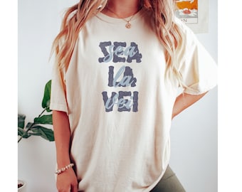 Camiseta extragrande Coconut Girl Sunset, camiseta playera de vacaciones de verano con colores cómodos, camiseta Salty Mermaidcore para surfistas, camiseta de surf con vibraciones veraniegas.