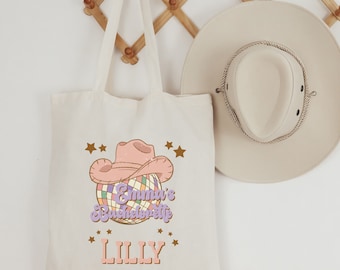 Getting Rowdy Nashville Bachelorette tote bag for cowgirl disco country western bachelorette party, Austin bachelorette party favor bags