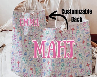 Personalized Mahjong bag for tiles, mats, and pushers Custom Mahjong tote Gift for Mahjong player Personalized Mahjong travel bag