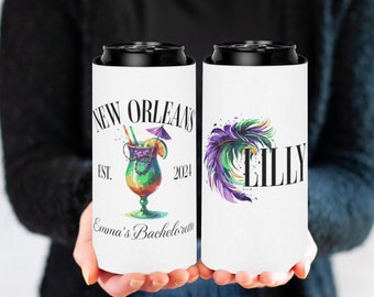 New Orleans Cocktail Bachelorette Party slim can cooler personalized party favors for bachelorette party custom gift for Nola bachelorette
