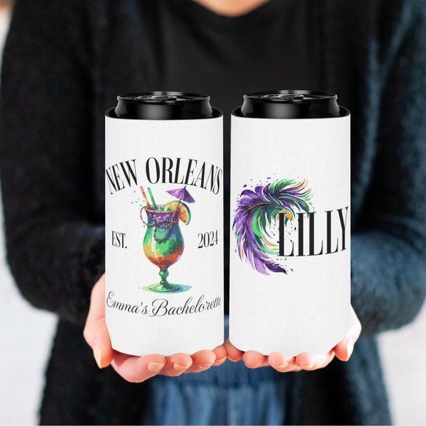New Orleans Cocktail Bachelorette Party slim can cooler personalized party favors for bachelorette party custom gift for Nola bachelorette