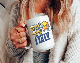 Italy coffee mug 15oz coffee cup Italian gift Retro Italy lemon Italian decor for a coffee bar Italy souvenir travel Italy mug coffee gift