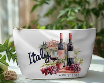 Italy zipper pouch Travel Italy bag Coquette Italy bag Tuscany wine Italian vacation travel bag Italian Gift for Italy lovers Italy trip bag
