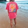 Coconut Girl Sunset Oversized t-shirt Comfort Colors summer vacation beach shirt Salty Mermaidcore tee for surfer Summer vibes surf tee product logo