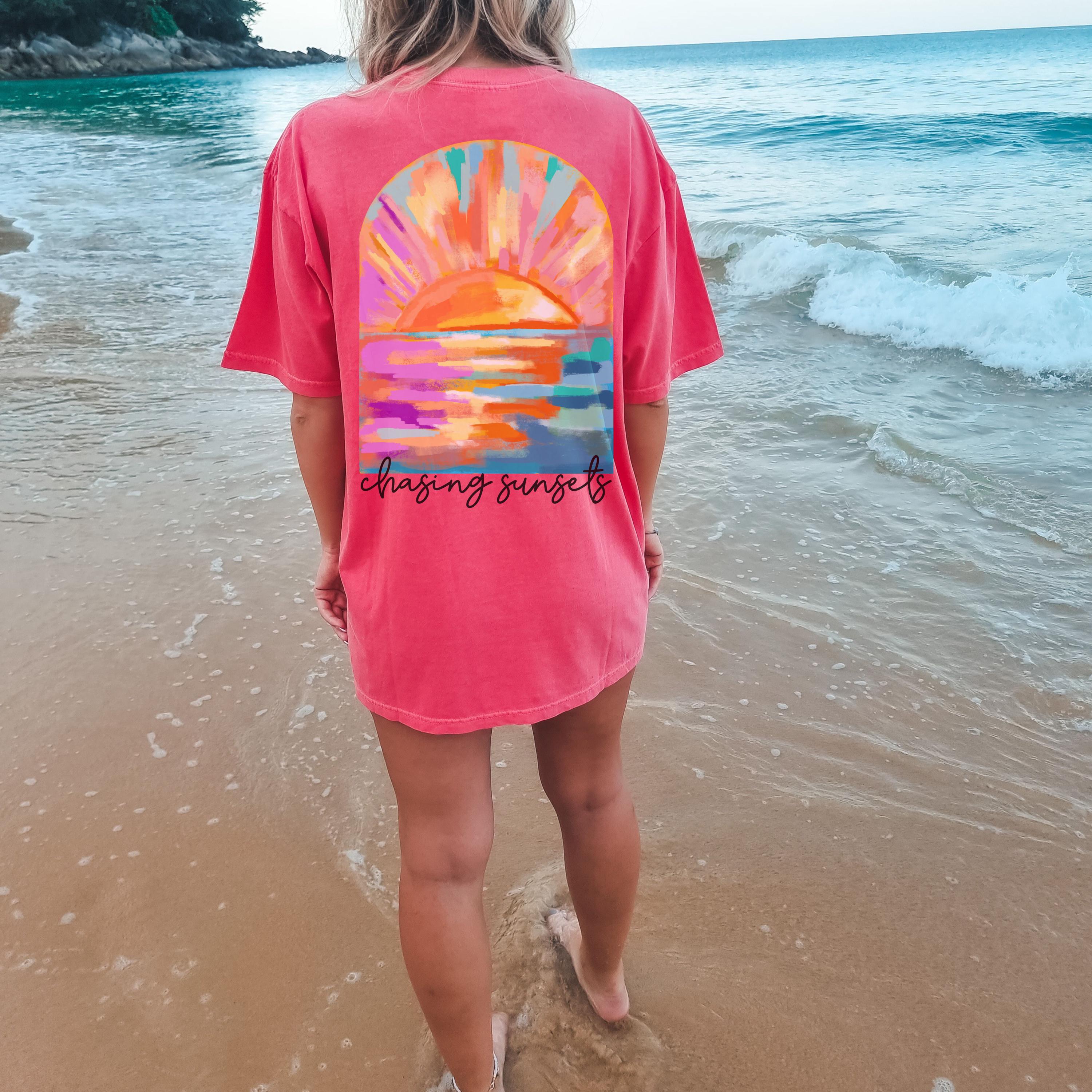 Coconut Girl Sunset Oversized t-shirt Comfort Colors summer vacation beach shirt Salty Mermaidcore tee for surfer Summer vibes surf tee