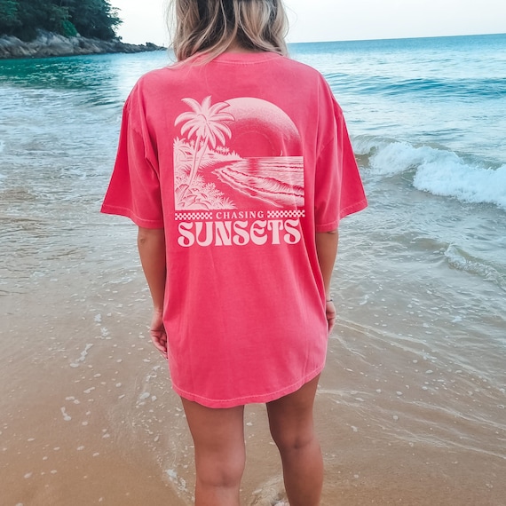 Coconut Girl Sunset Oversized t-shirt Comfort Colors summer vacation beach shirt Salty Mermaidcore tee for surfer Summer vibes surf tee