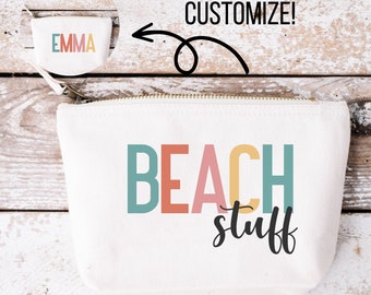 Beach bag pouch for beach vacation personalized Gift for Beach bachelorette party favors family vacation summer beach organizer customized