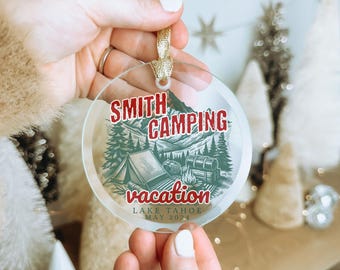 Personalized Travel Christmas Ornament Custom Yearly Adventures Gift for Travel lover National Park hiking gift Mountain vacation keepsake